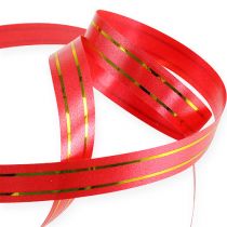 Product Gift ribbon 2 gold stripes on red 10 mm 250m