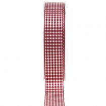 Product Gift ribbon Checked Bordeaux 25mm 20m