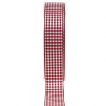 Product Gift ribbon check Bordeaux 25mm 20m