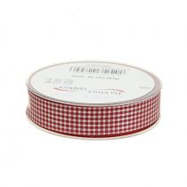 Product Gift ribbon check Bordeaux 25mm 20m