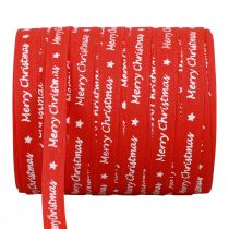 Product Gift ribbon red &quot;Merry Christmas&quot; cotton 10mm 100m