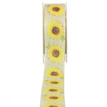 Gift ribbon sunflowers yellow ribbon 40mm 15m