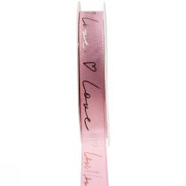 Product Gift ribbon with hearts decorative ribbon pink gold 15mm 15m
