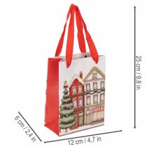 Product Christmas gift bag with houses and Christmas tree, 16cm, 2 pieces