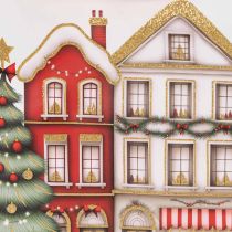 Product Christmas gift bag with houses and Christmas tree, 16cm, 2 pieces