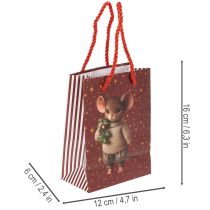 Product Christmas gift bag with mouse motif, 16cm, 2 pieces