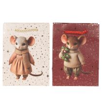 Product Christmas gift bag with mouse motif, 16cm, 2 pieces