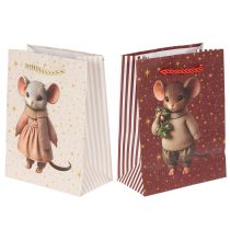 Product Christmas gift bag with mouse motif, 16cm, 2 pieces