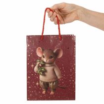 Product Gift bag with mouse motif and stars for Christmas, 24cm, 2 pieces