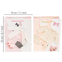 Product Baby Girl Gift Bags – Clothing Motif, Pink and Peach – 23×18 cm, Set of 2