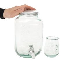 Product Glass Beverage Dispenser with Tap and 4 Glasses H25.5cm