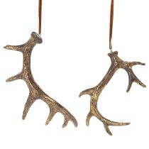 Product Rustic antler decoration pendants for wall or tree, 15cm, 6 pieces