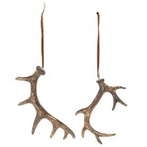 Product Rustic antler decoration pendants for wall or tree, 15cm, 6 pieces