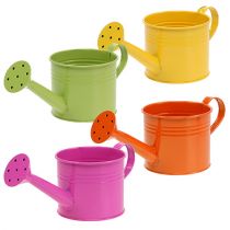 Product Colorful decorative watering can, Ø11cm, H9.5cm, for planting, spring table decoration, metal, set of 8