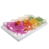 Product Colorful decorative watering can, Ø11cm, H9.5cm, for planting, spring table decoration, metal, set of 8