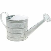 Decorative watering can vintage metal planter white washed H16cm