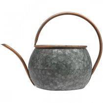 Product Metal decorative watering can, vintage country style, garden decoration, for planting, silver copper, L41cm Ø26cm H30cm