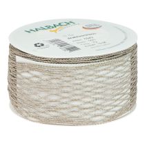 Product Mesh ribbon, decorative ribbon, brown, wire reinforced, 50mm, 10m