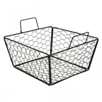 Wire basket with handle flower basket metal mesh basket black L27cm