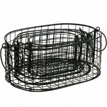 Product Wire basket with handles metal black 17-32cm set of 4