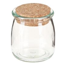 Product Glass Decoration with Cork Vintage Clear Natural Ø7cm H8cm 6 pcs