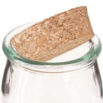 Product Glass Decoration with Cork Vintage Clear Natural Ø7cm H8cm 6 pcs
