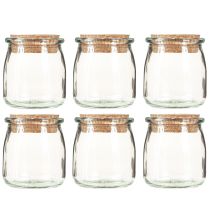 Product Glass Decoration with Cork Vintage Clear Natural Ø7cm H8cm 6 pcs