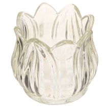 Product Glass tealight holder tulip tealight glass clear Ø7cm H7cm 2pcs