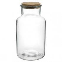 Glass with cork lid Decorative glass with clear cork Ø14cm H26cm