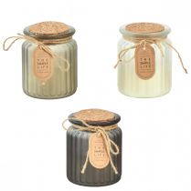 Product Scented Candles in Glass Sandalwood Cork Lid H9cm 3pcs