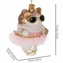 Product Cat glass ornaments with tutu as Christmas tree decorations 11cm 2pcs