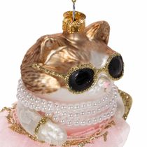 Product Cat glass ornaments with tutu as Christmas tree decorations 11cm 2pcs