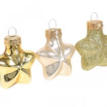 Mini Christmas tree decorations mix glass gold, assorted pearl colors 4cm 12pcs