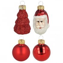 Mini Christmas decoration figures and balls assorted glass 3cm 9pcs