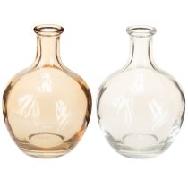 Product Glass bottle mini vase amber and clear Ø7.5cm H11cm 4pcs