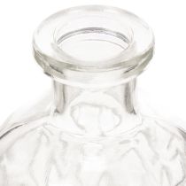 Product Glass bottle with diamond pattern, decorative bottle, vase, small, 13cm, 6 pieces