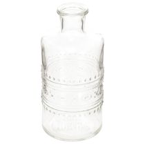 Product Glass bottle with pattern, cylindrical, clear, decorative vase, 15cm, 6 pieces