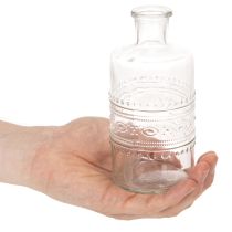 Product Glass bottle with pattern, cylindrical, clear, decorative vase, 15cm, 6 pieces