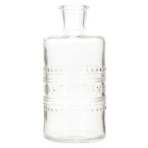 Product Glass bottle with pattern, cylindrical, clear, decorative vase, 15cm, 6 pieces
