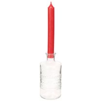 Product Glass bottle with pattern, cylindrical, clear, decorative vase, 15cm, 6 pieces