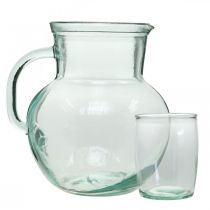 Product Glass Jug with Drinking Glasses, Beverage Set for Serving Bluish Clear H20cm/11.5cm 5 Pieces
