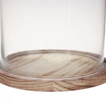 Product Glass bell with wooden plate glass decoration Ø17cm H25cm