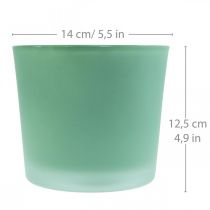 Glass flower pot green planter glass tub Ø14.5cm H12.5cm