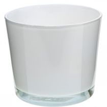 Product Glass flower pot white planter glass tub Ø14.5cm H12.5cm