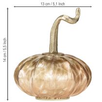 Product Glass pumpkin table decoration, autumn pumpkin, glass and metal, 14cm high, 2 pieces