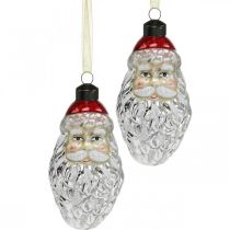 Decorative pendant Santa Claus, advent decoration, Christmas tree decoration real glass, vintage look H12cm Øcm 2pcs