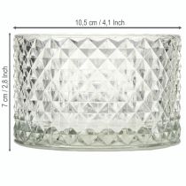 Product Glass bowl tealight holder retro diamond clear Ø10.5cm 2pcs