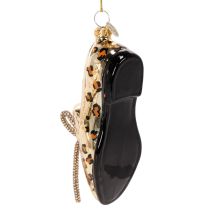 Product Glass shoe ornament with leopard print Christmas tree decoration 13cm 2pcs