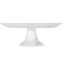 Product Glass plate on foot Flat glass bowl with pattern Clear Ø25cm