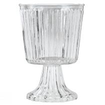 Product Glass vase with foot decorative glass goblet fluted Ø13cm H19cm